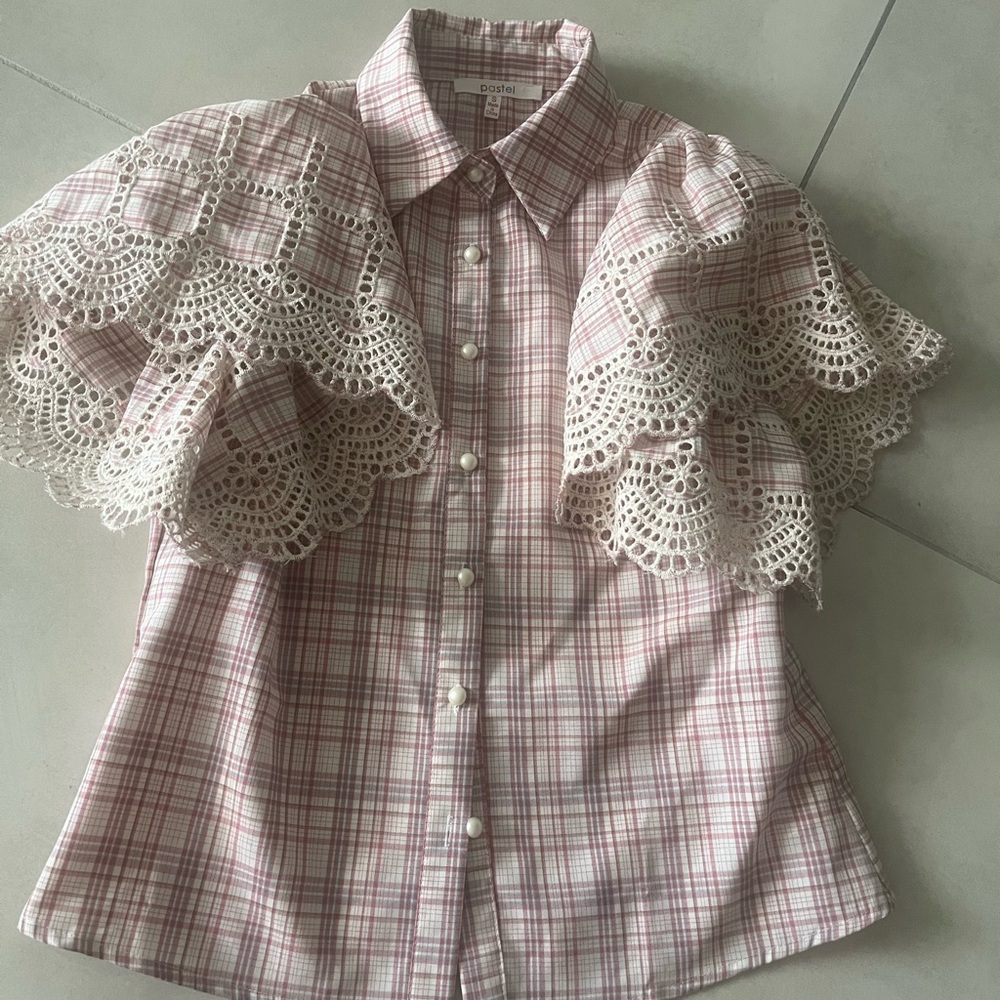 Pastels Pink and White Plaid Shirt